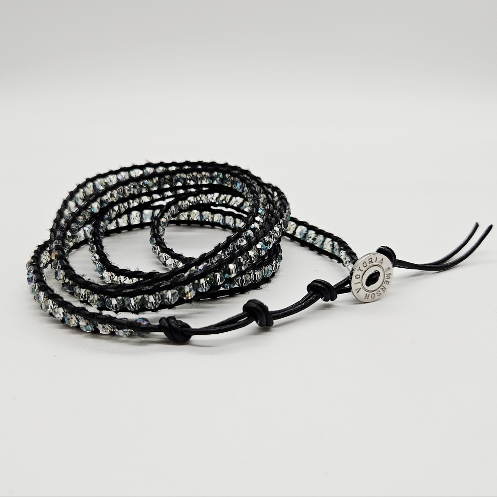 VICTORIA EMERSON | five wrap beaded & leather bracelet